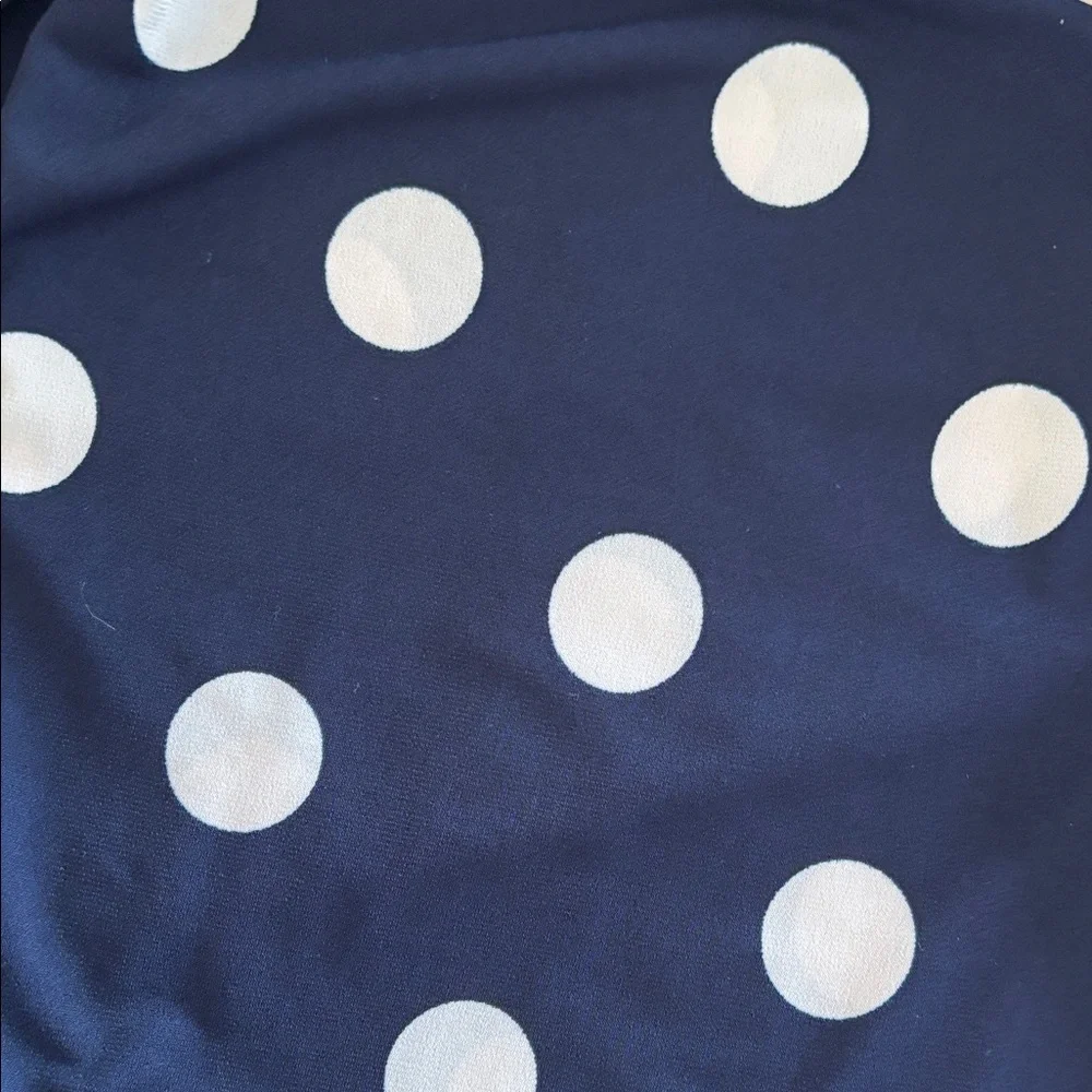 Eliza J Navy and White Polka Dot Midi Wrap Dress - Picture 4 of 5